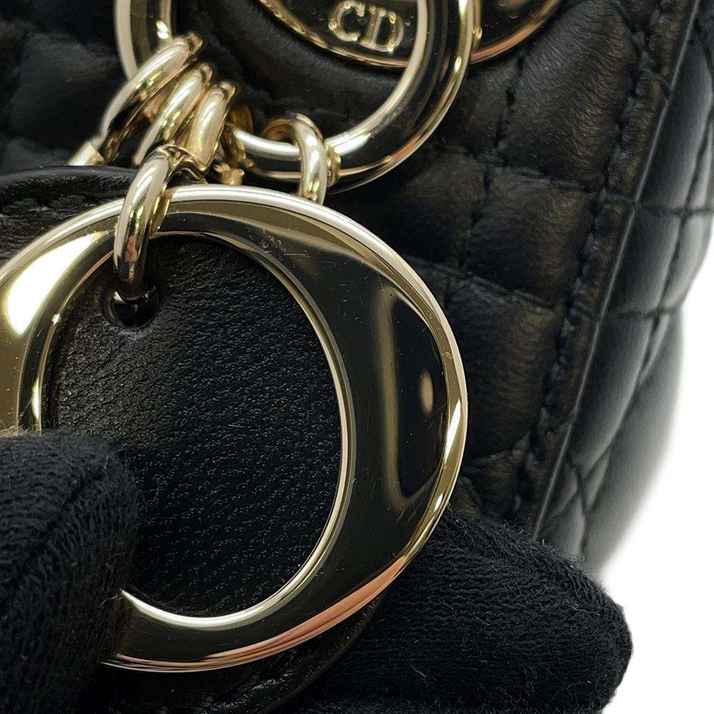 Christian Dior Lady Dior Cannage Micro Lambskin Handbag Black - Picture 7 of 9